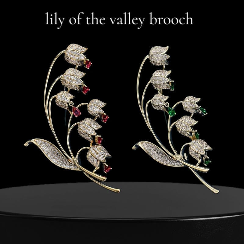 ブローチ ストールピン キラキラ揺れるスズランブローチ グリーン 緑