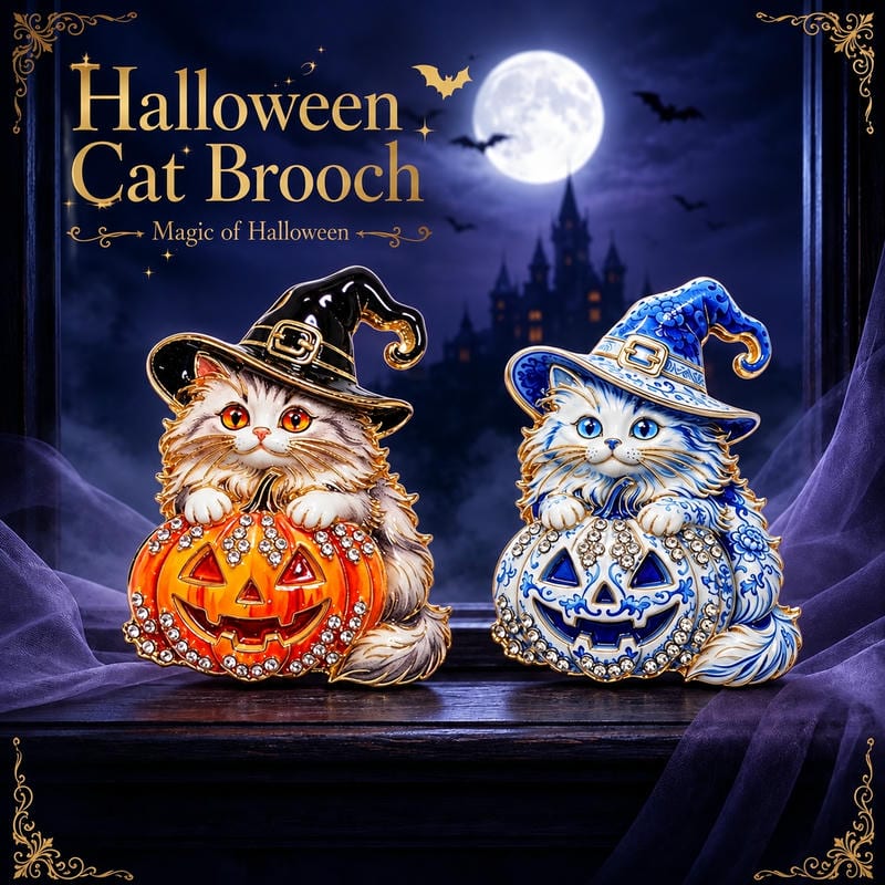 ハロウィン ネコ ブローチ 猫 ねこ 大人可愛い おしゃれ ゴールド