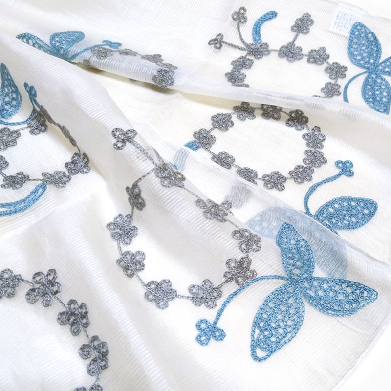 ストール 花柄刺繍シルクコットンストール レディース 薄手 春
