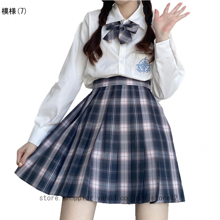 プリーツスカート チェック 制服 スカート 黒 白 ゴルフスカート 