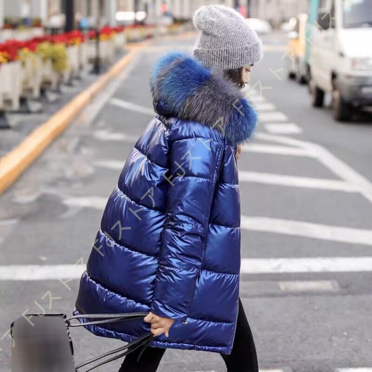 大人 シンプル ファー 付き ロング ダウン ジャケット コート