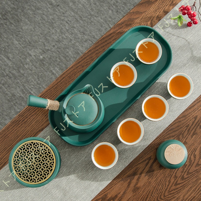 中国茶器セット 茶器揃 茶皿 セラミック マルチ ティーセット
