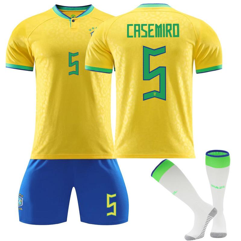 ブラジル代表 2022-23 スタジアム ホーム 半袖 サッカーウェア セット 