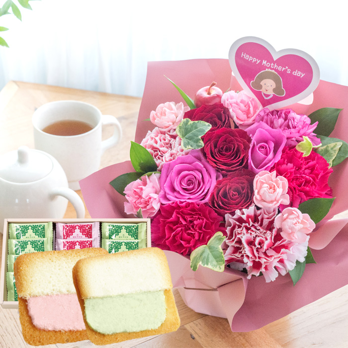 母の日 プレゼント 花とスイーツ 選べる バラのギフト と スイーツ セット 2024  FKHH｜fkjiyugaoka｜02