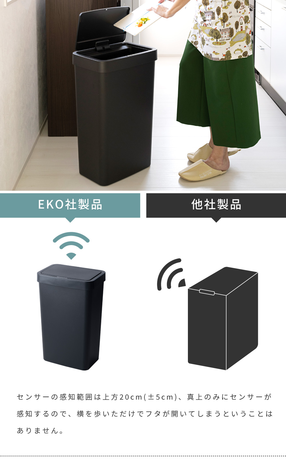 ゴミ箱 50L 45L センサー ブラック ホワイト EKO 自動開閉  