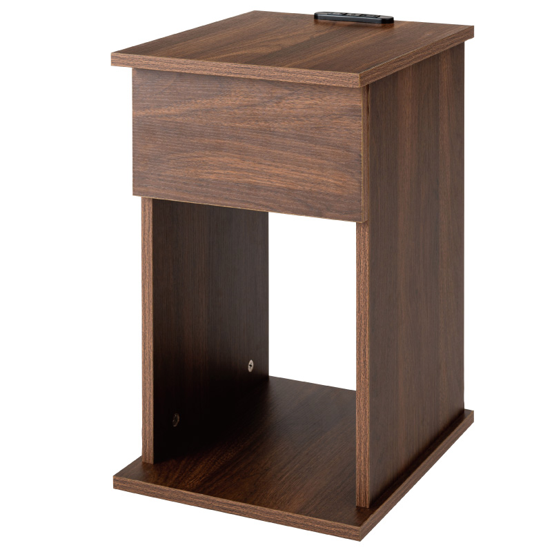 東谷 サイドテーブル 引き出し コンセント付き 石目調 木目 スリム