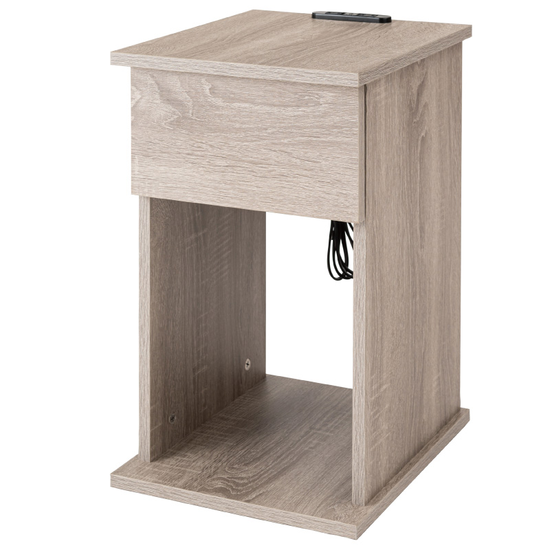 東谷 サイドテーブル 引き出し コンセント付き 石目調 木目 スリム