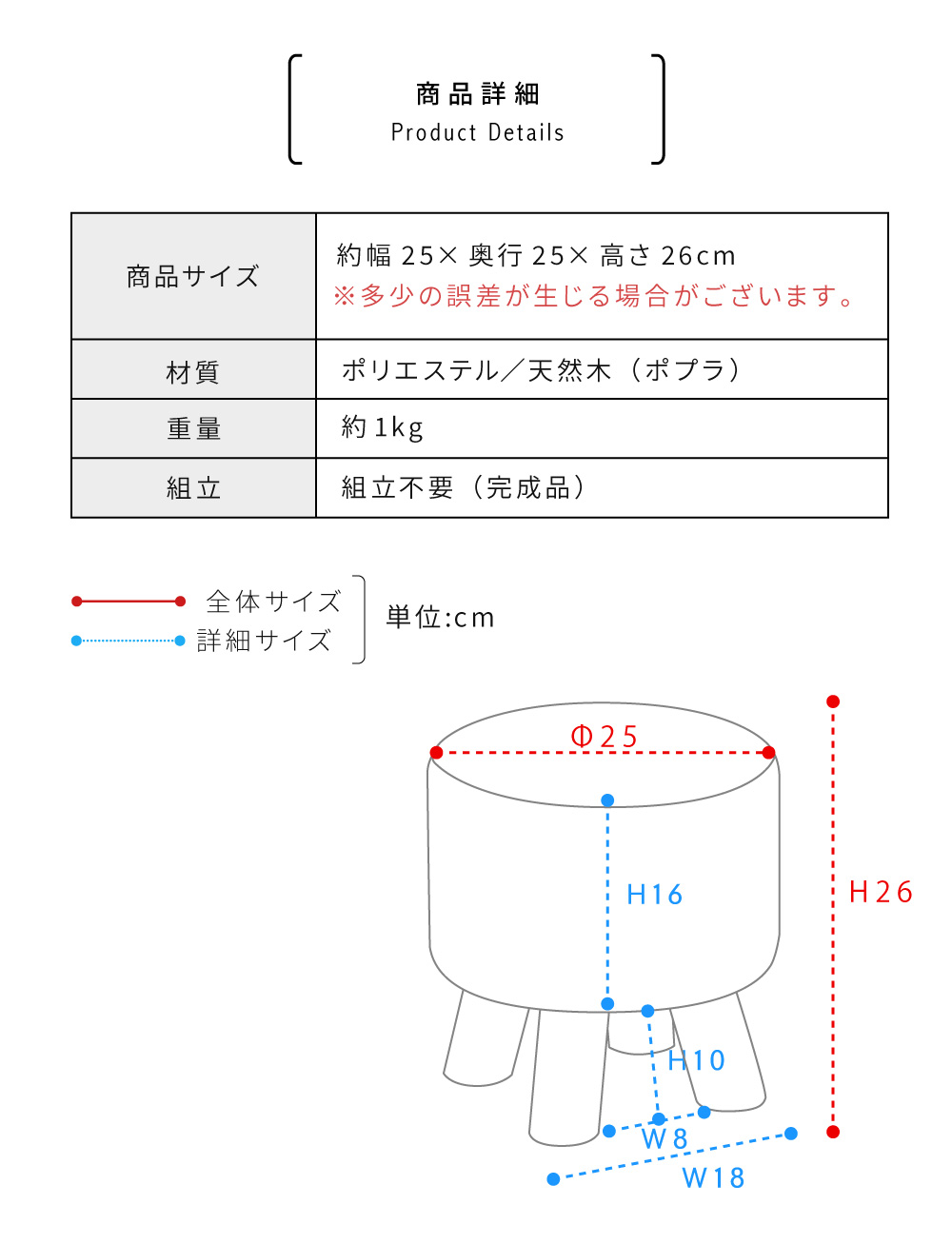 スツール ミニスツール チェア 椅子 コンパクト イス 北欧 木製 丸型 カバー