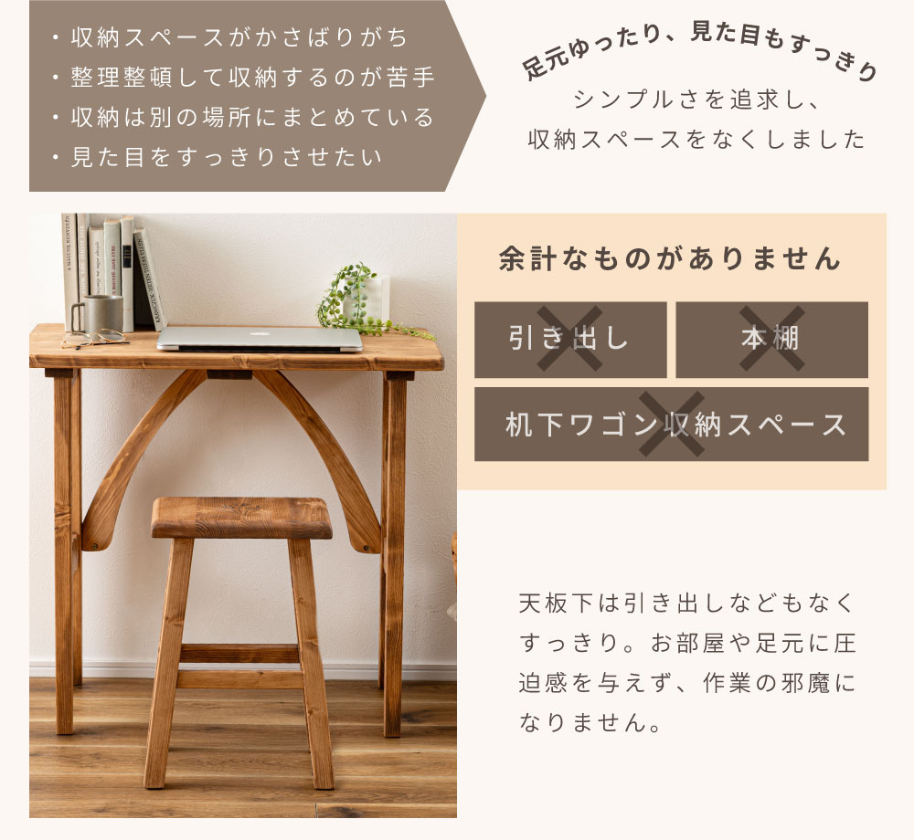 デスク スリム パソコンデスク 幅75cm 机 コンソール おしゃれ パイン材 アンティーク