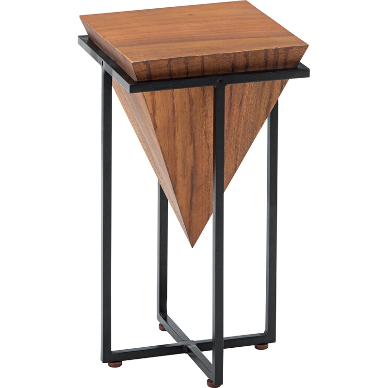サイドテーブル おしゃれ 木製 ナイトテーブル 天然木 スチール脚 ヴィンテージ｜fkolme｜02