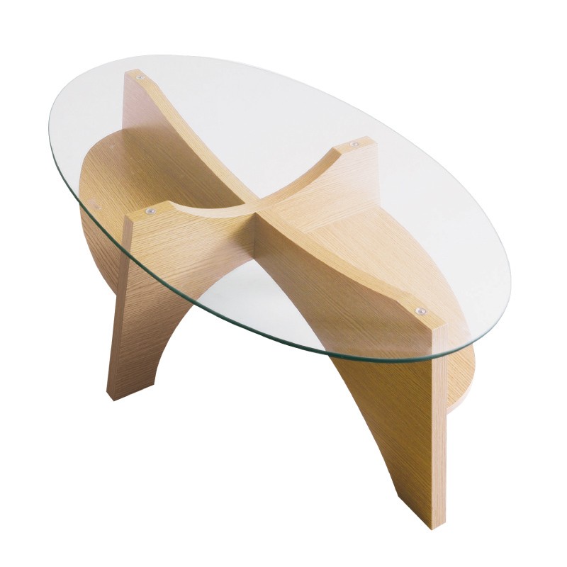 ローテーブル ガラステーブル センターテーブル 木製 北欧 幅105cm 丸型 楕円 収納 棚付き モダン おしゃれ｜fkolme｜02