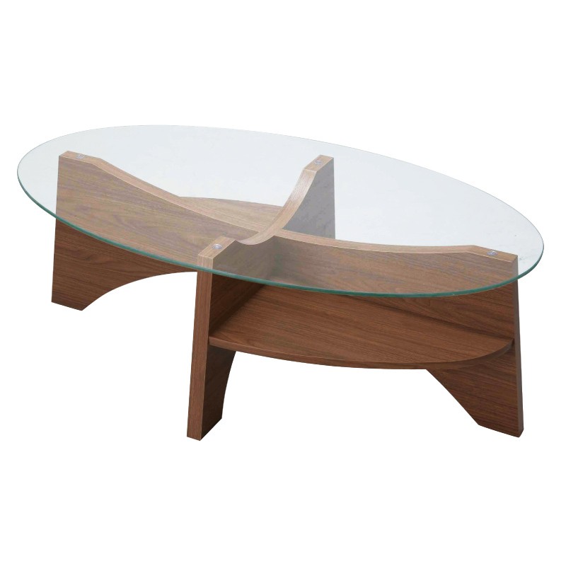 ローテーブル ガラステーブル センターテーブル 木製 北欧 幅105cm 丸