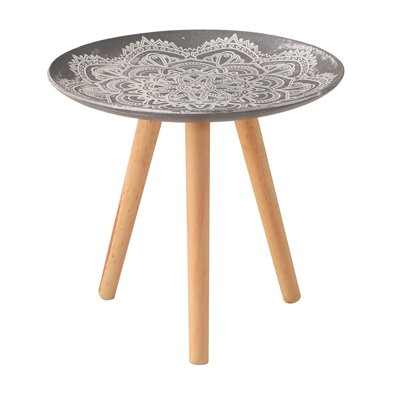 サイドテーブル トレーテーブル 円形 丸型 木製 軽量 おしゃれ かわいい モロッカン 花台 小物入...