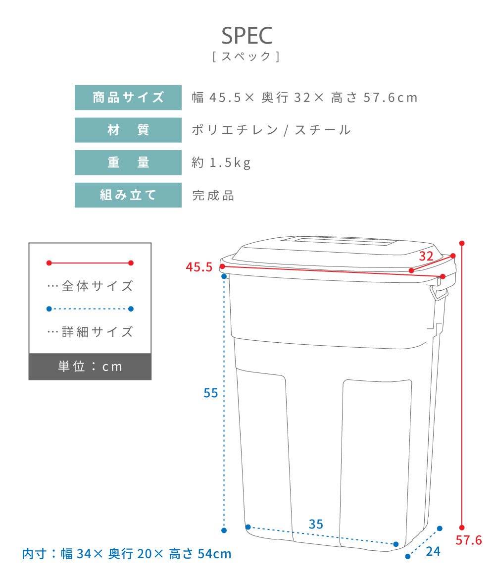 ゴミ箱 50リットル おしゃれ ダストボックス キッチン 屋外 分別 フタ付き