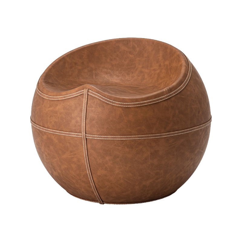 ※ジャンク※本革　レザー　スツール　オットマン　ブラウン　円型　丸型 スツール 高さ40cm 丸 レザー調 ヴィンテージ調 （ 椅子 チェア イス
