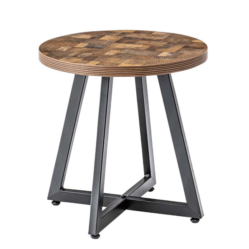 サイドテーブル ナイトテーブル テーブル 机 おしゃれ 丸型 円形 木目調 スチール 黒フレーム シンプル｜fkolme｜02