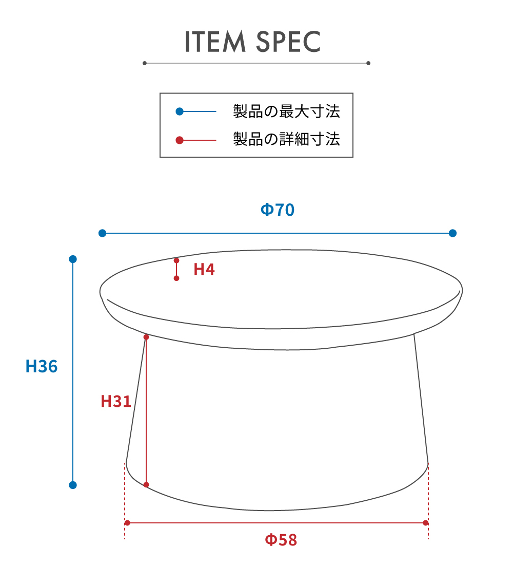 東谷 センターテーブル 幅70 円形 直径70 プラスチック ポリプロピレン