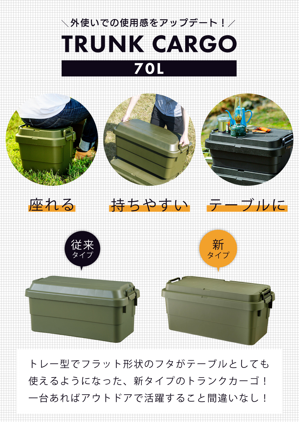東谷 収納コンテナ 70L 座れる スツール おしゃれ ケース ボックス