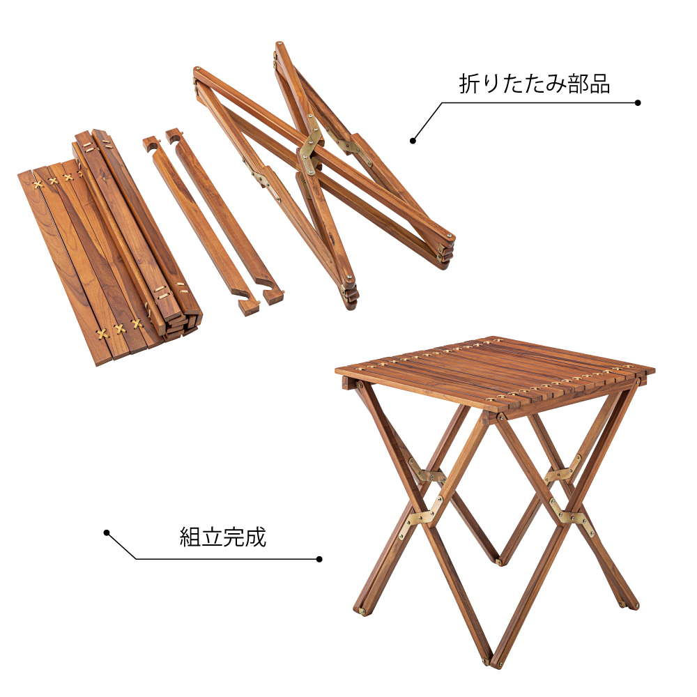 東谷 折りたたみテーブル 木製 60cm ロール式 アウトドアテーブル 天然
