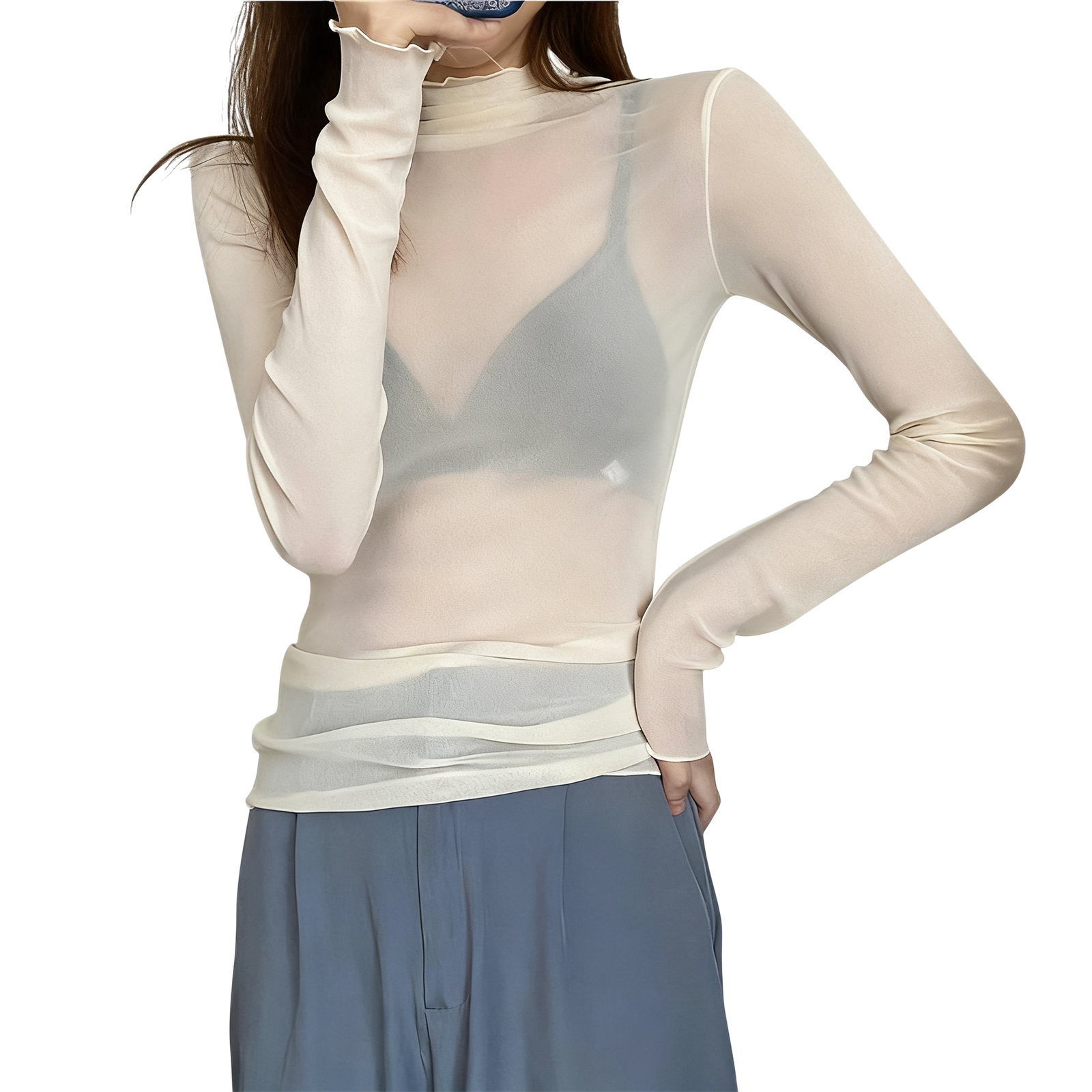 長袖tシャツ ロンt レディース トップス tシャツ カットソー シアートップス 長袖 ロンティー 長袖カットソー ロングtシャツ シアーロングtシャツ レイヤード |  | 02