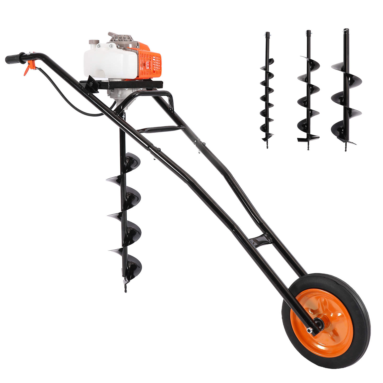 穴掘り機 穴あけ機 エンジン式 農業用 タイヤ付き 63cc 2.4kW 2.8馬力
