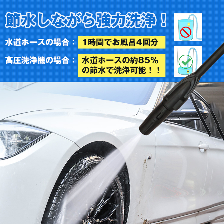 高圧洗浄機 洗車 掃除 電動 洗浄機 水道直結 自吸 小型 軽量 家庭用 車