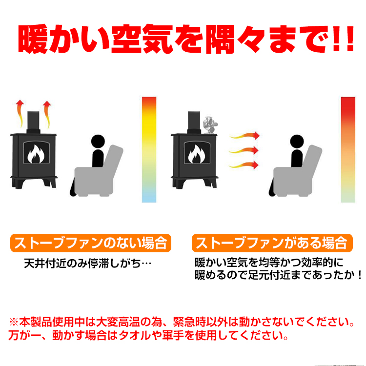 ストーブファン 首振り 4枚 エコファン 電源不要 自動 静音 省エネ