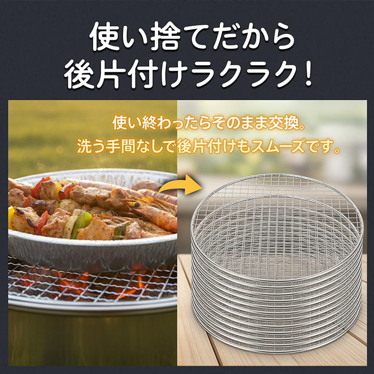 焼き網 29.5cm 使い捨て 10枚セット 丸型 円形 焼肉 替え網