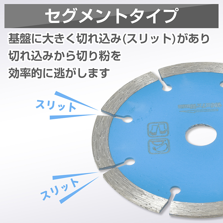 ダイヤモンドカッター 刃 105mm 4インチ セグメント 乾式 湿式