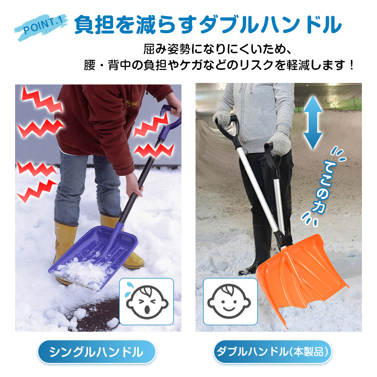 除雪 雪かきスコップ ダブルハンドル 車載 家庭用 車 道具 多機能
