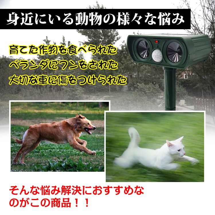 動物撃退器 猫よけ ソーラー式 超音波 電磁波 赤外線センサー 防水 アニマル 害獣 犬 コンパクト ガーデン バリア Sl044 Sl044 Fkstyle 通販 Yahoo ショッピング