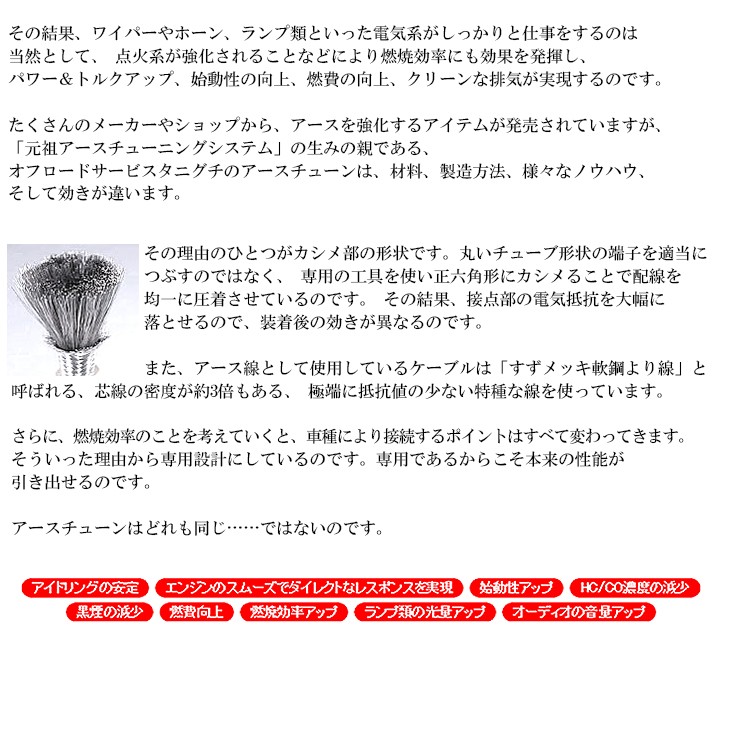 ジムニー JB23 K6A 専用設計 タニグチ アーシング アース