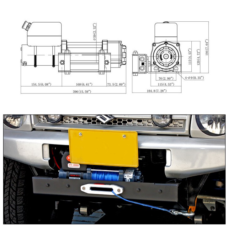 KINGONE/キングワン ウインチ 4000ポンド/4000lb 小型/パワフル
