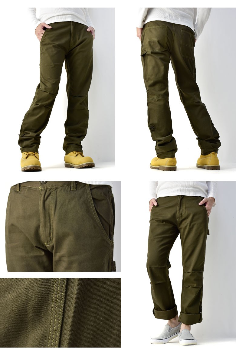 FLAG ON CREW ペインターパンツ メンズ ワイドシルエット 綿パン