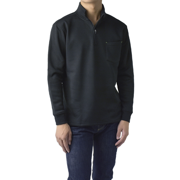 FLAG ON CREW 暖かさ持続 裏起毛 ハーフジップシャツ ポロシャツ