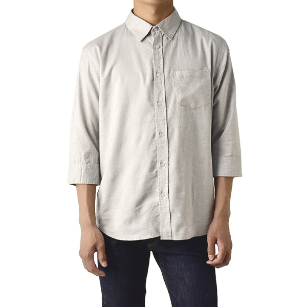 FLAG ON CREW シャツ 7分袖 麻混 レギュラーカラー カジュアルシャツ