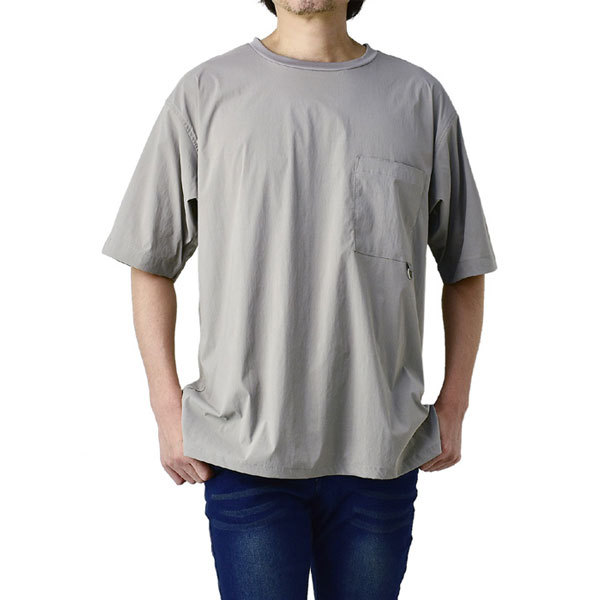 ストレッチナイロン オーバーTシャツ メンズ ポケット付き ビッグT