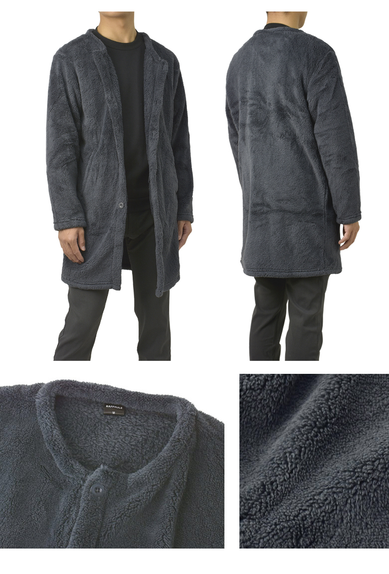 FLAG ON CREW 暖ボア ロングカーディガン メンズ ノーカラー ロング