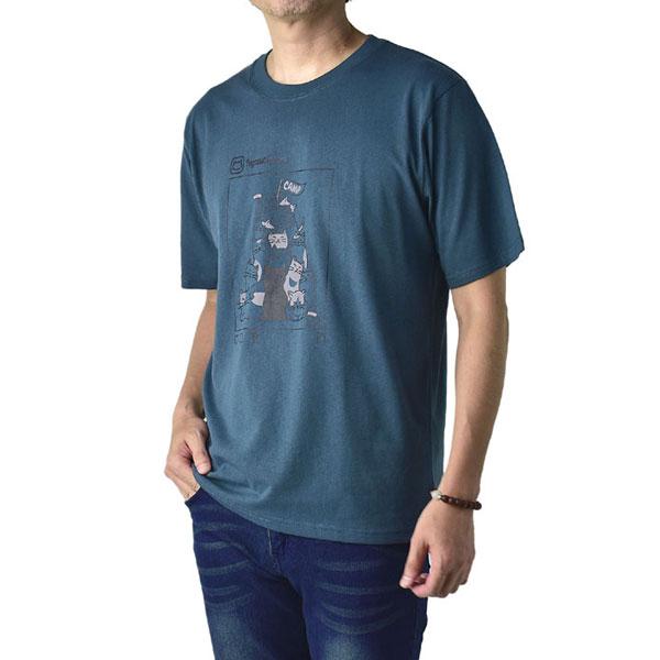 ねこ猫ネコ プリント Tシャツ メンズ 半袖 クルーネック かわいい おもしろい カットソー B0J【パケ2】｜flagon｜05