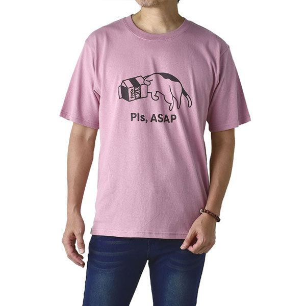 ねこ猫ネコ プリント Tシャツ メンズ 半袖 クルーネック かわいい おもしろい カットソー B0J...