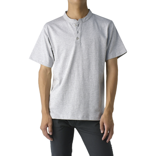 FLAG ON CREW メンズ ヘビーウェイト ヘンリーネック 半袖 Tシャツ 8.8