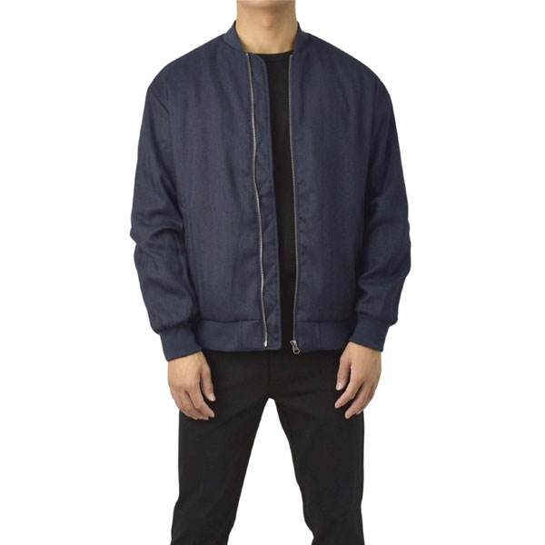 FLAG ON CREW ブルゾン メンズ MA-1 ウールライク ヘリンボーン 裏ボア