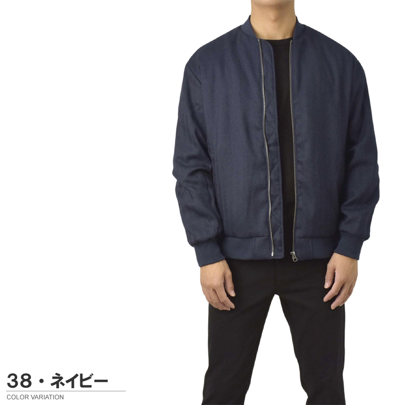 ウールボンバージャケット　ネイビー　M 中綿　ラグラン　厚手　フライト エストニア] ダブルフェイス ウール ボンバー ジャケット, navy | MAX&Co.