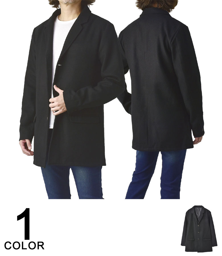 FLAG ON CREW チェスターコート メンズ ウール混メルトン フランネル