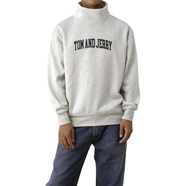Tom and Jerry トムアンドジェリー メンズ 裏起毛 ビッグシルエット バックプリント ハイネック スウェット トレーナー タートル B7D セール【パケ1】【A】爆買 | FLAG ON CREW | 01
