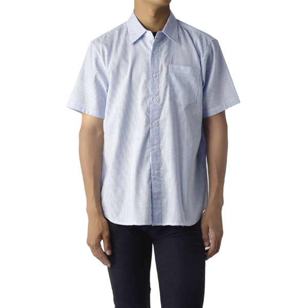 半袖 シャツ メンズ 綿 100％ 先染め ストライプ カジュアル 胸ポケット 胸ポケット付き コットン 春 夏 20代 30代 40代 50代 B8D セール【パケ2】 爆買 | ブランド登録なし | 02