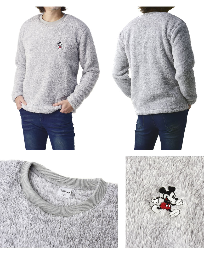 Disney ミッキーマウス MICKEYMOUSE ボアトレーナー メンズ 厚く
