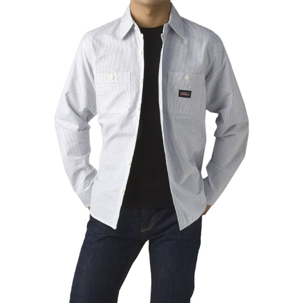 GENUINE Dickies ジェニュインディッキーズ メンズ ワークシャツ アメカジ T/Cツイル デニム ヒッコリー 長袖 B9C セール【パケ1】 | Dickies | 04