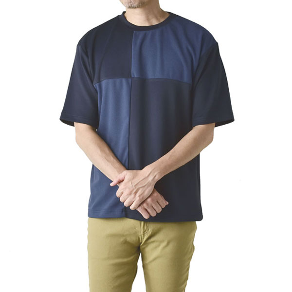 FLAG ON CREW tシャツ メンズ 異素材切替 半袖 Tシャツ