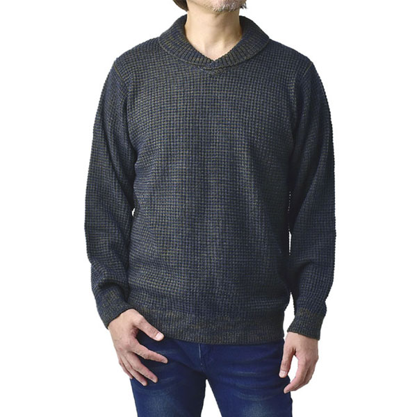 レノマ U.P renoma メンズ セーター ショールカラー 畦編みニット 衿付きセーター トップ...